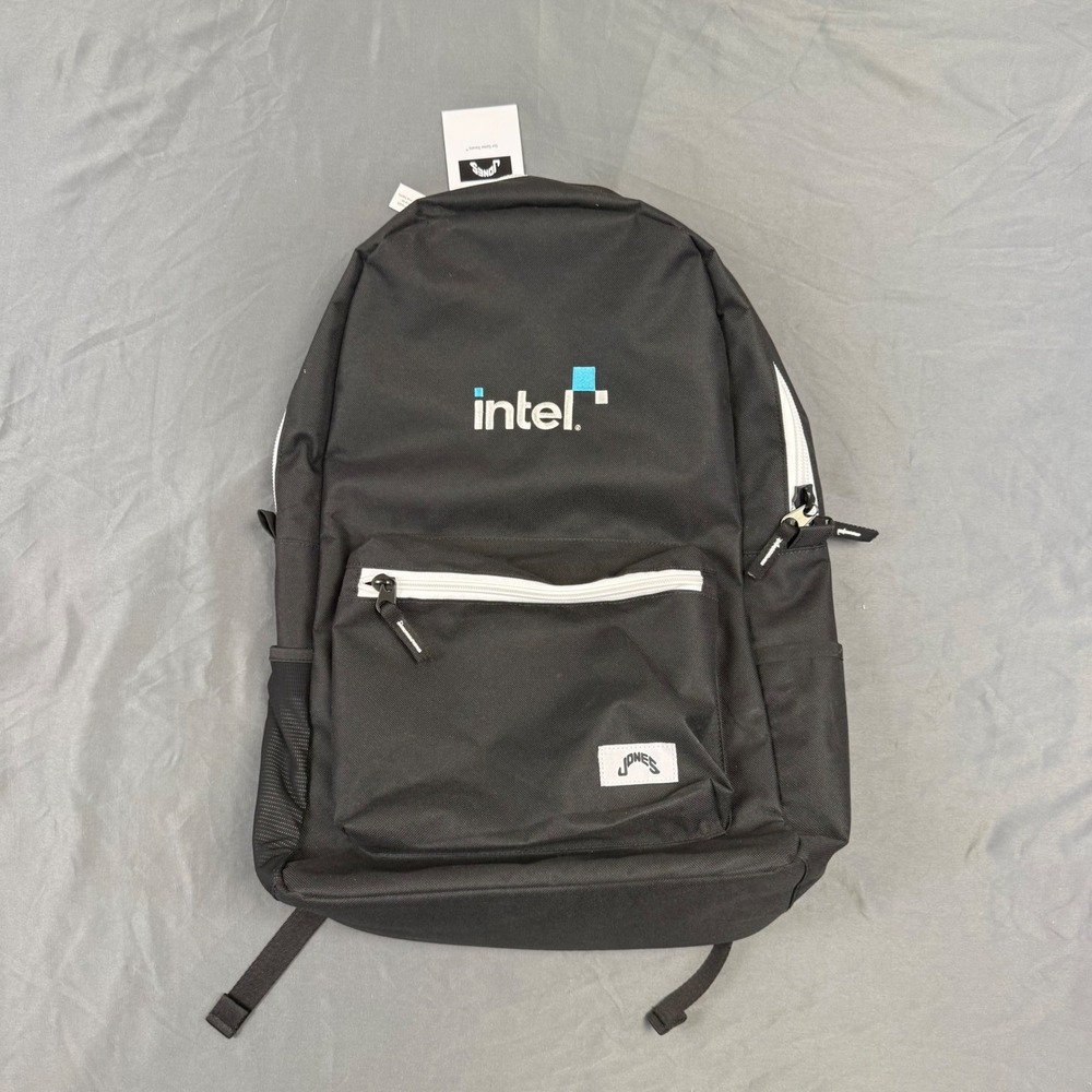 Jones Sports Co Intel Logo Backpack Black Quilted Padded Straps Tech Corporate